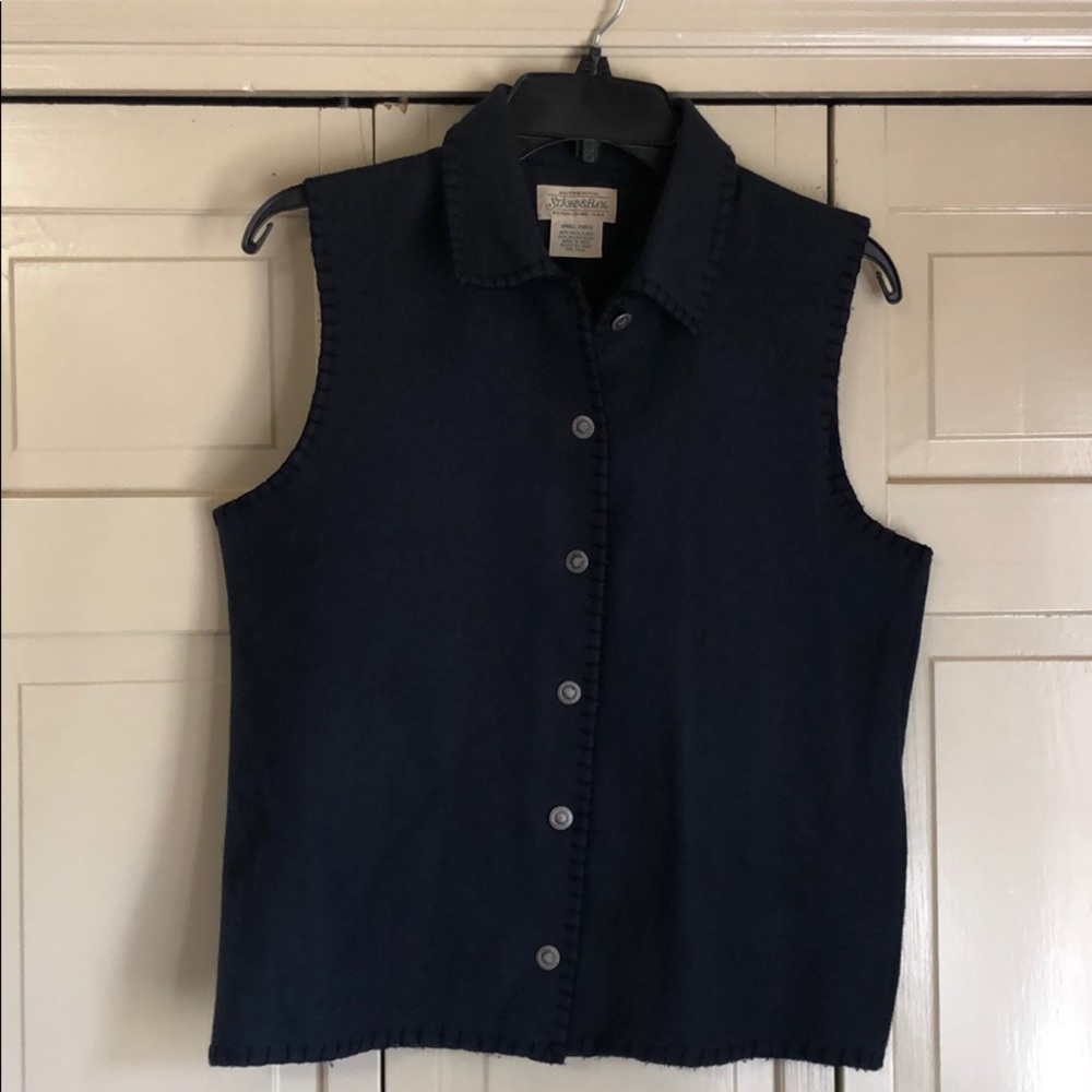St Johns Bay Navy Blue Wool Vest.